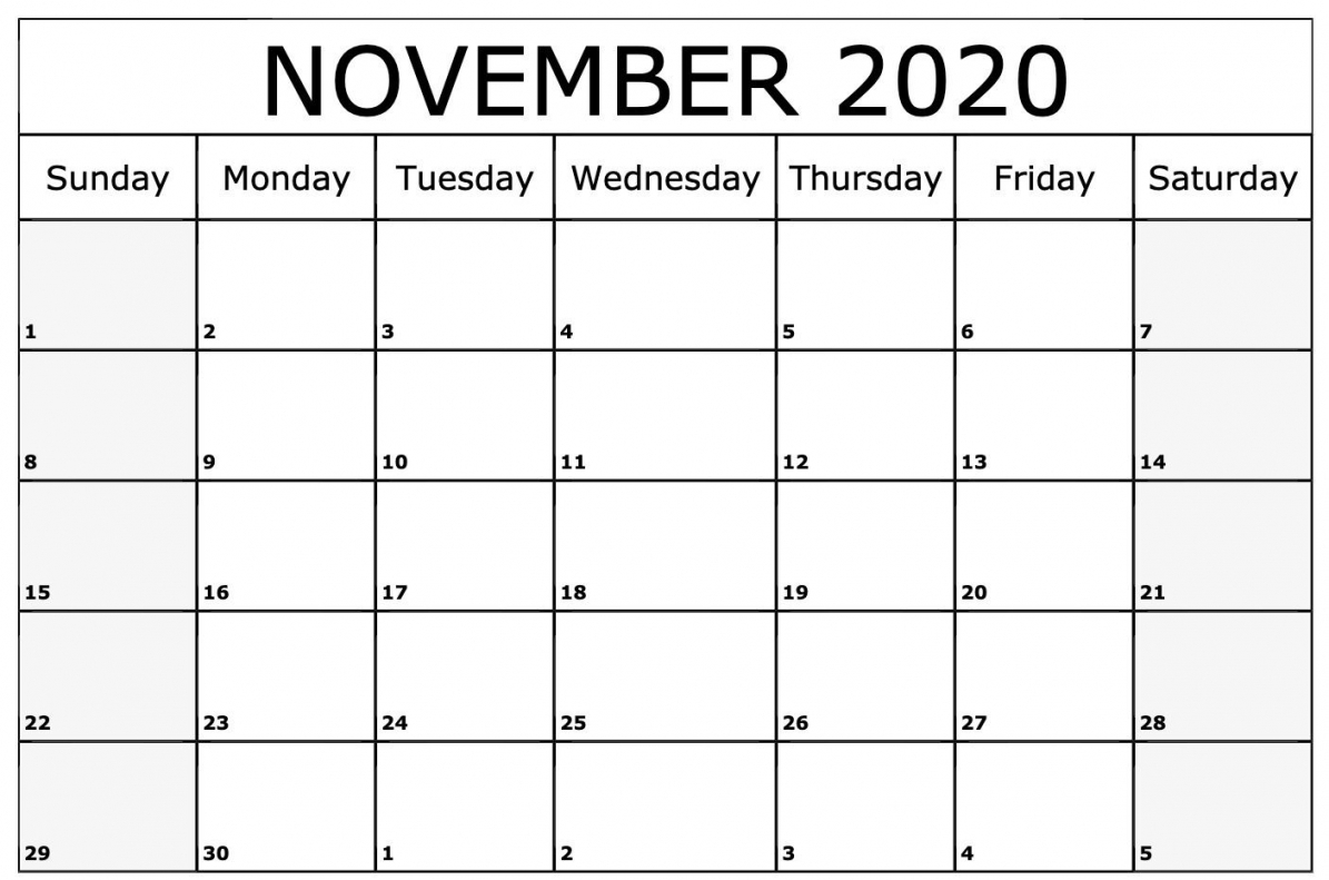 November 2020 Printable Calendar November 2020 Printable Calendar