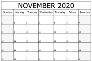 November 2020 Calendar Printable Template | September