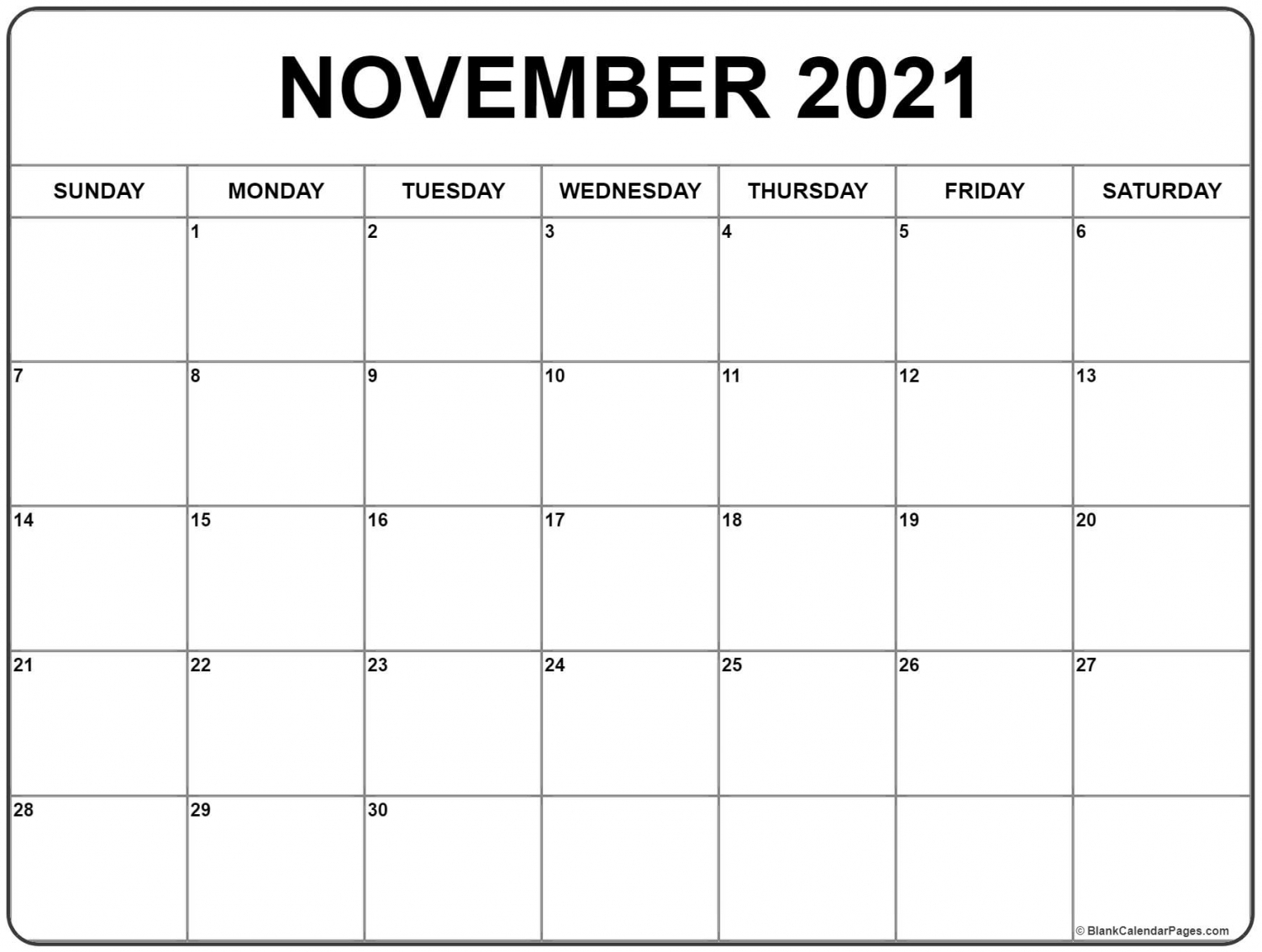 Printable November 2021 Calendar Printable November 2021 Calendar