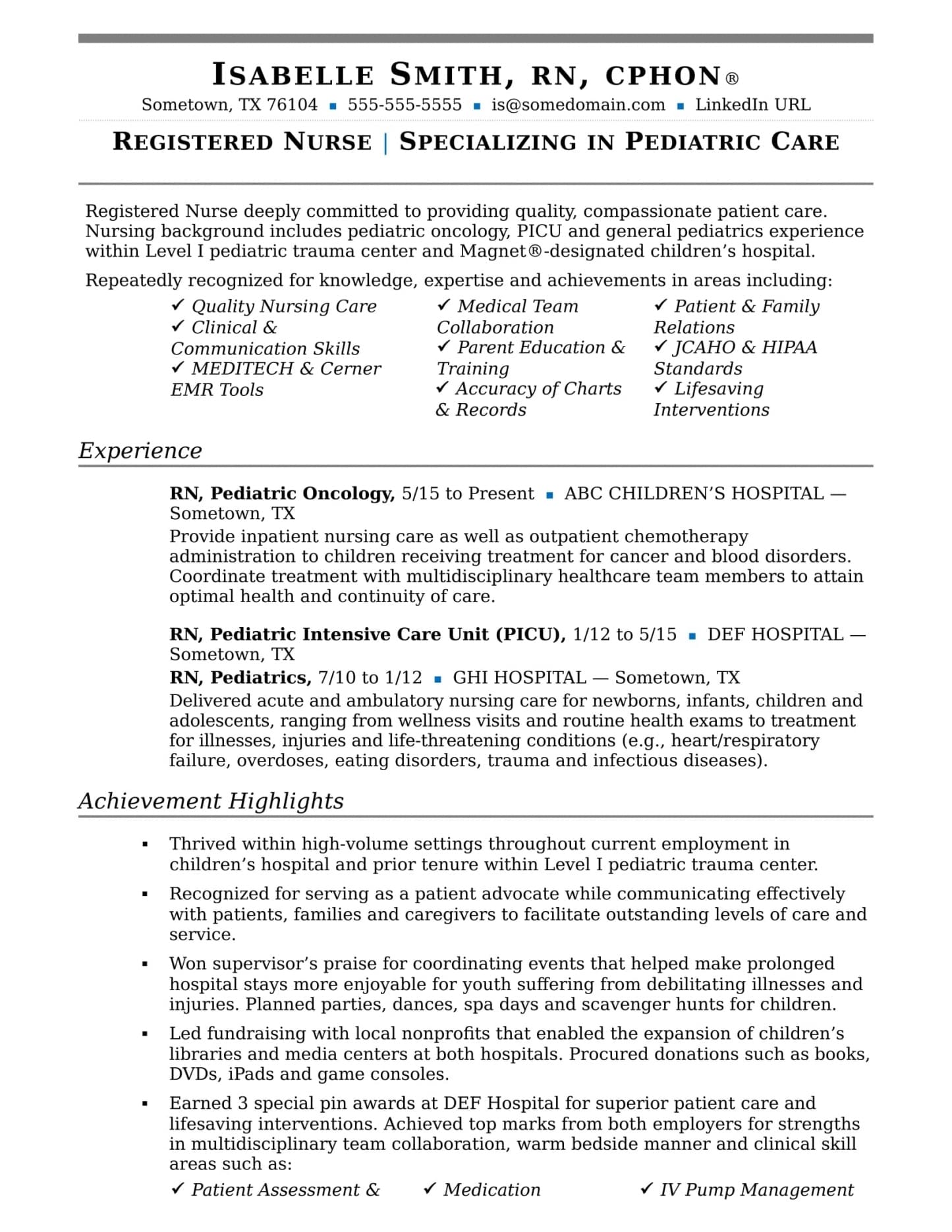 Resume Examples Nursing