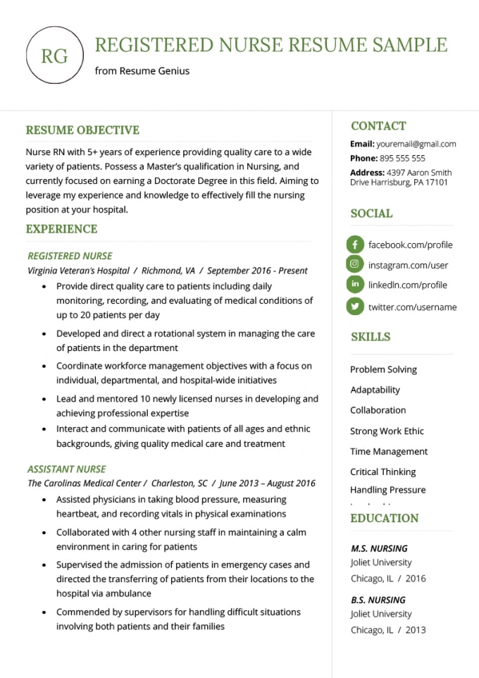 Nursing Resume Sample &amp; Writing Guide | Resume Genius