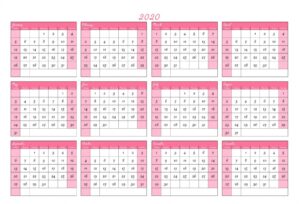 One Page Yearly Calendar 2020 Printable Cute - 2019