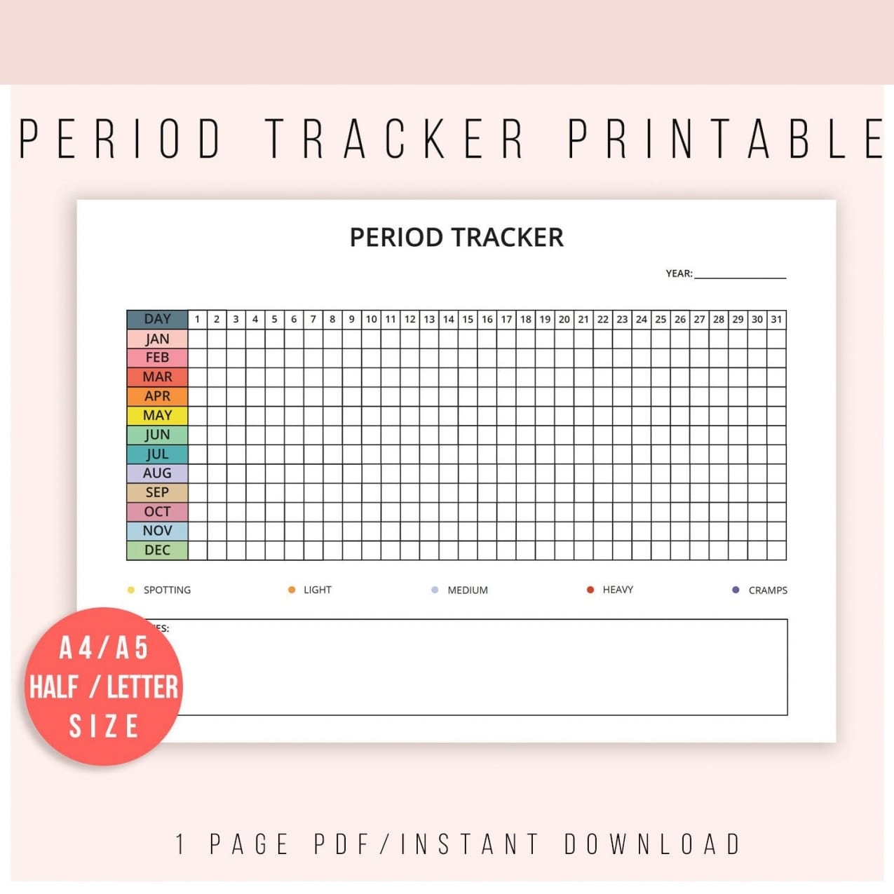 Menstrual Cycle Calendar Printable