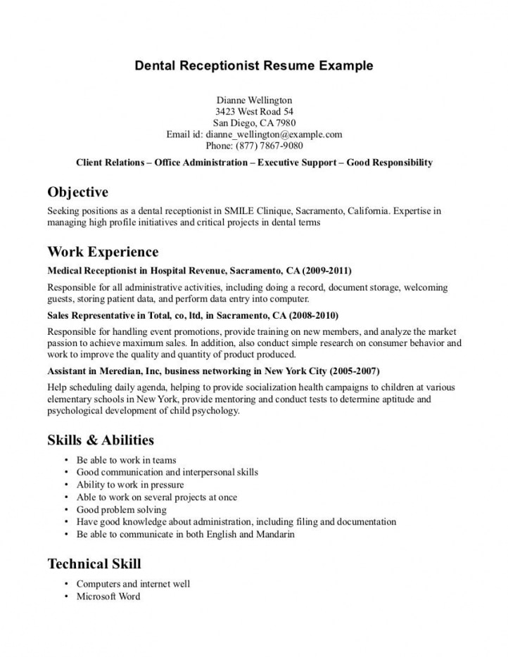 Dental Receptionist Resume Examples