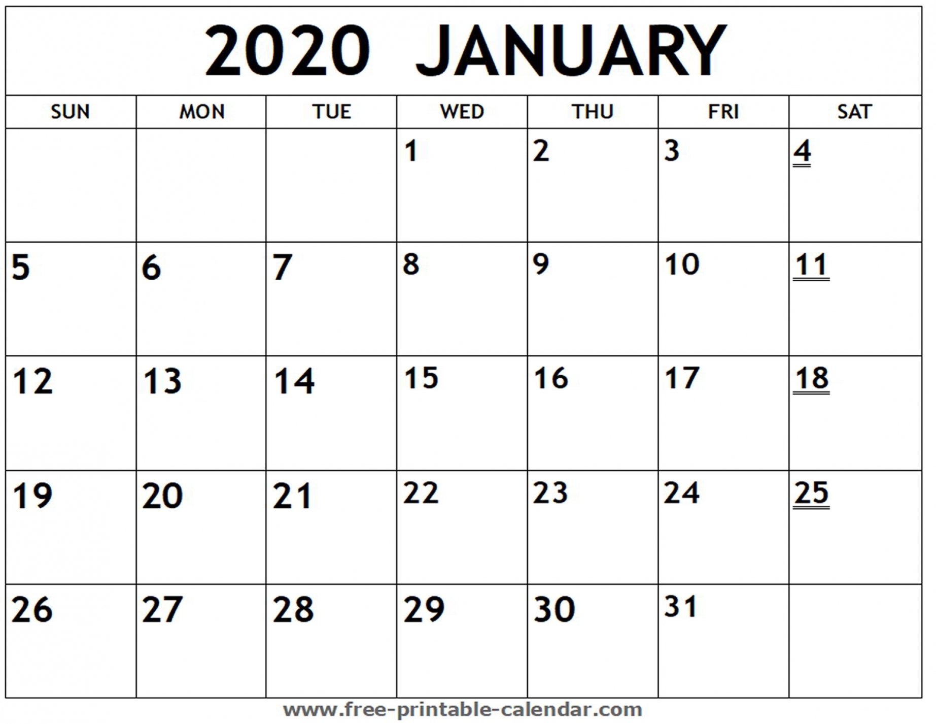 Printable 2020 Calendar Monthly Printable 2020 Calendar Monthly