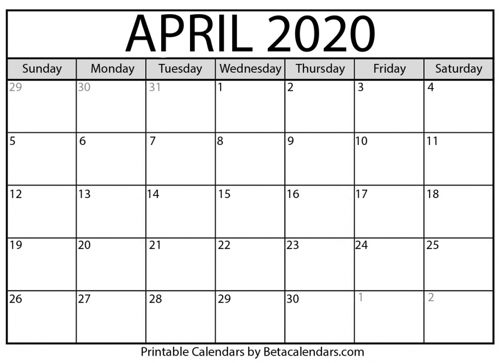 April 2020 Printable Calendar