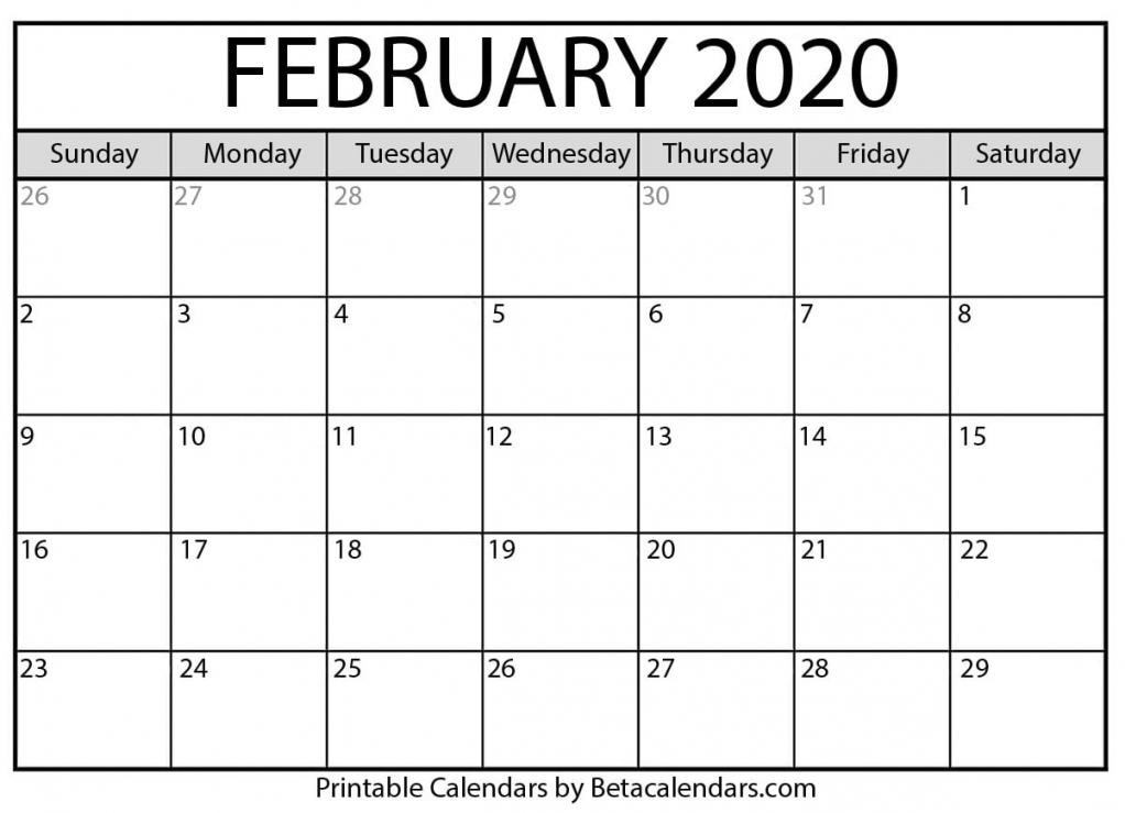 Blank 2020 Calendar Printable Blank 2020 Calendar Printable