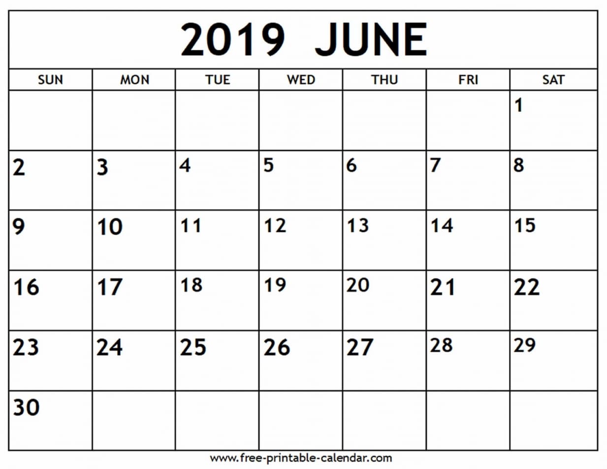 Printable June 2019 Calendar Pdf Free Template