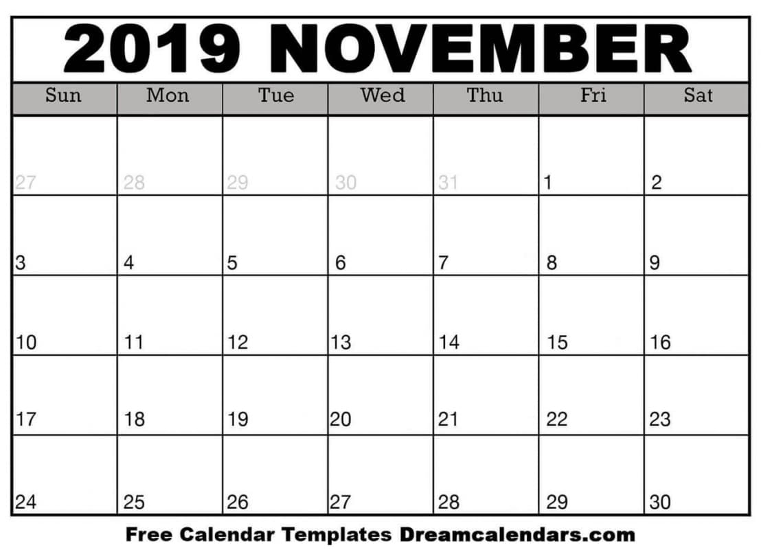 November Calendar Printable