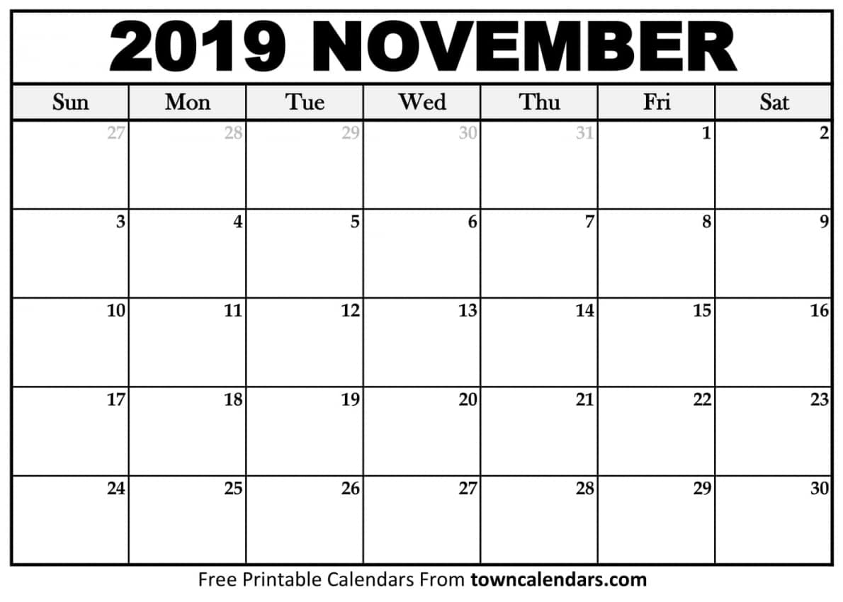 November Calendar Printable
