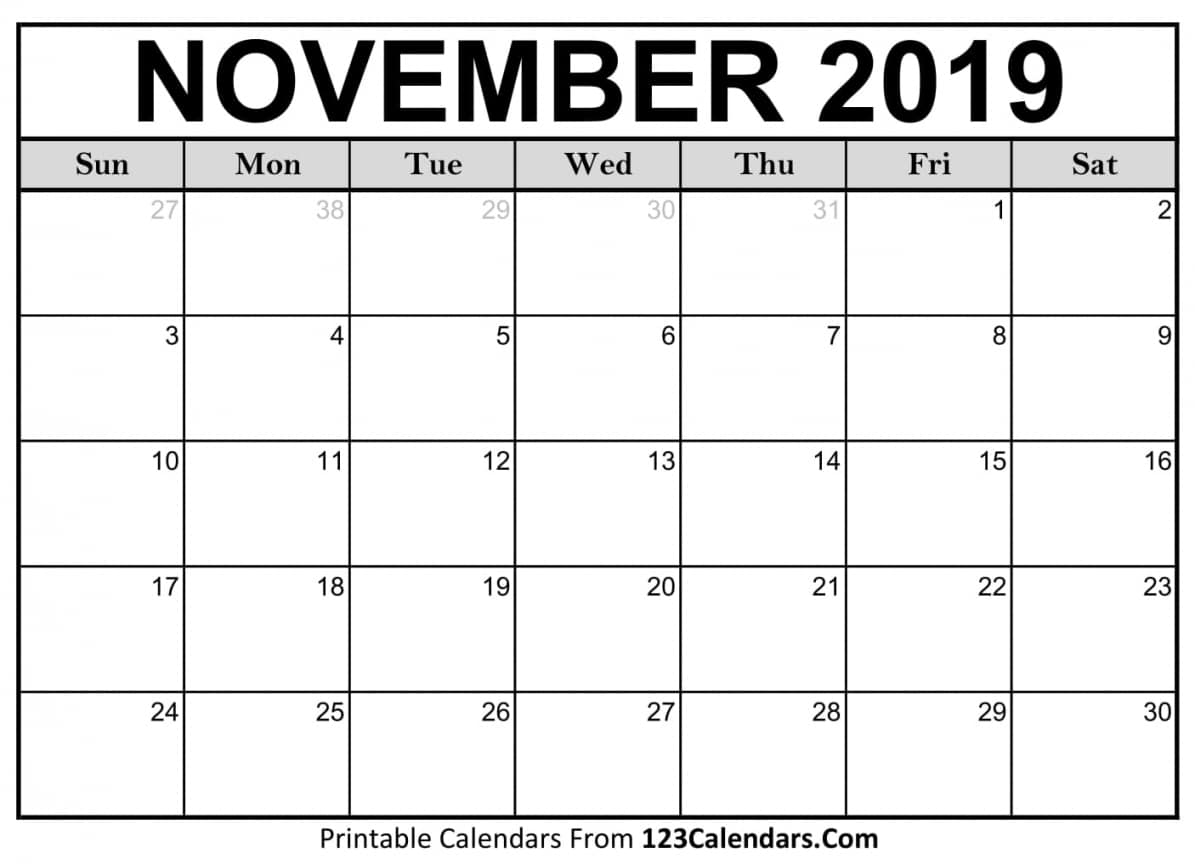 Printable November Calendar