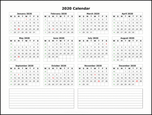 Printable Template Calendar
