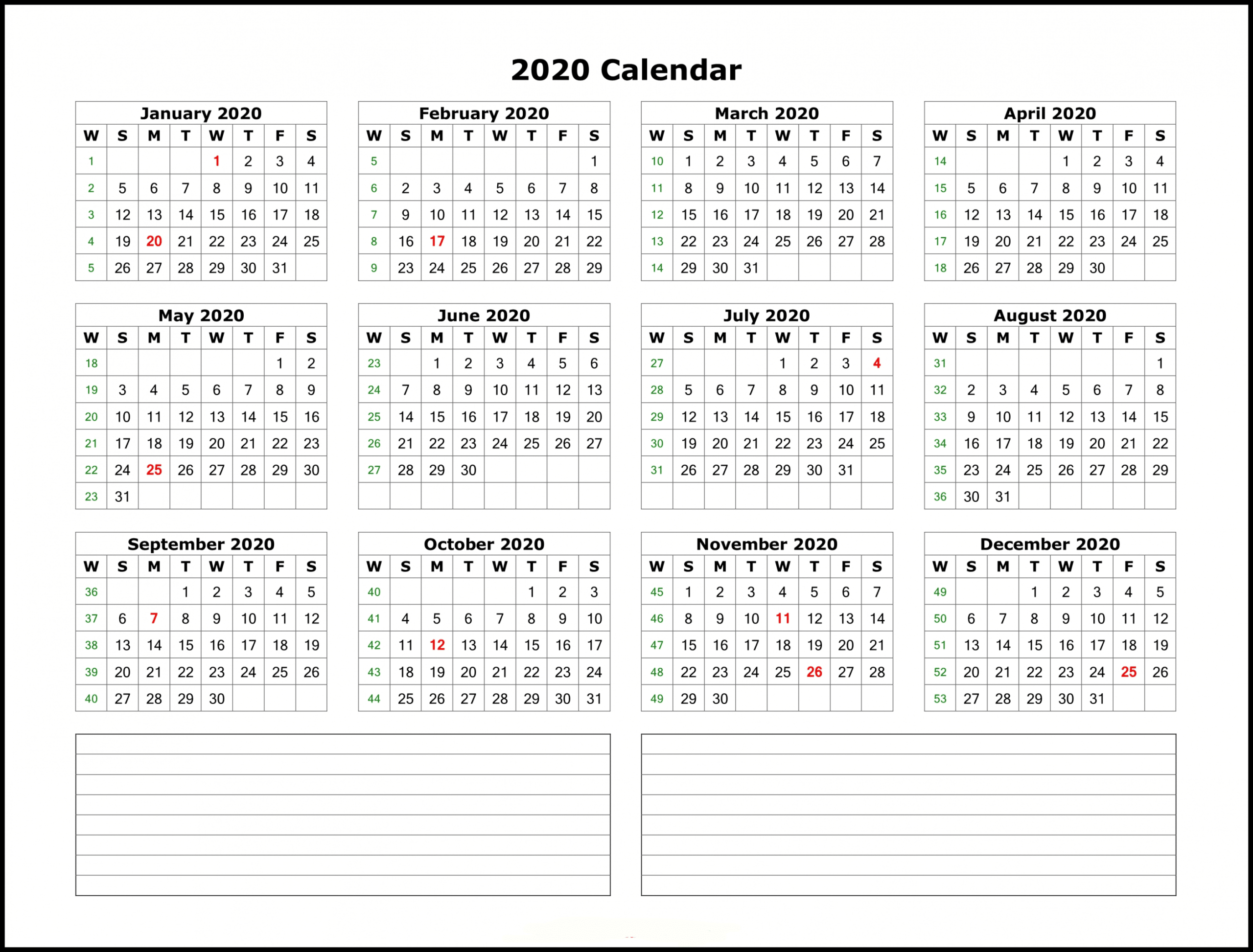 Printable Template Calendar