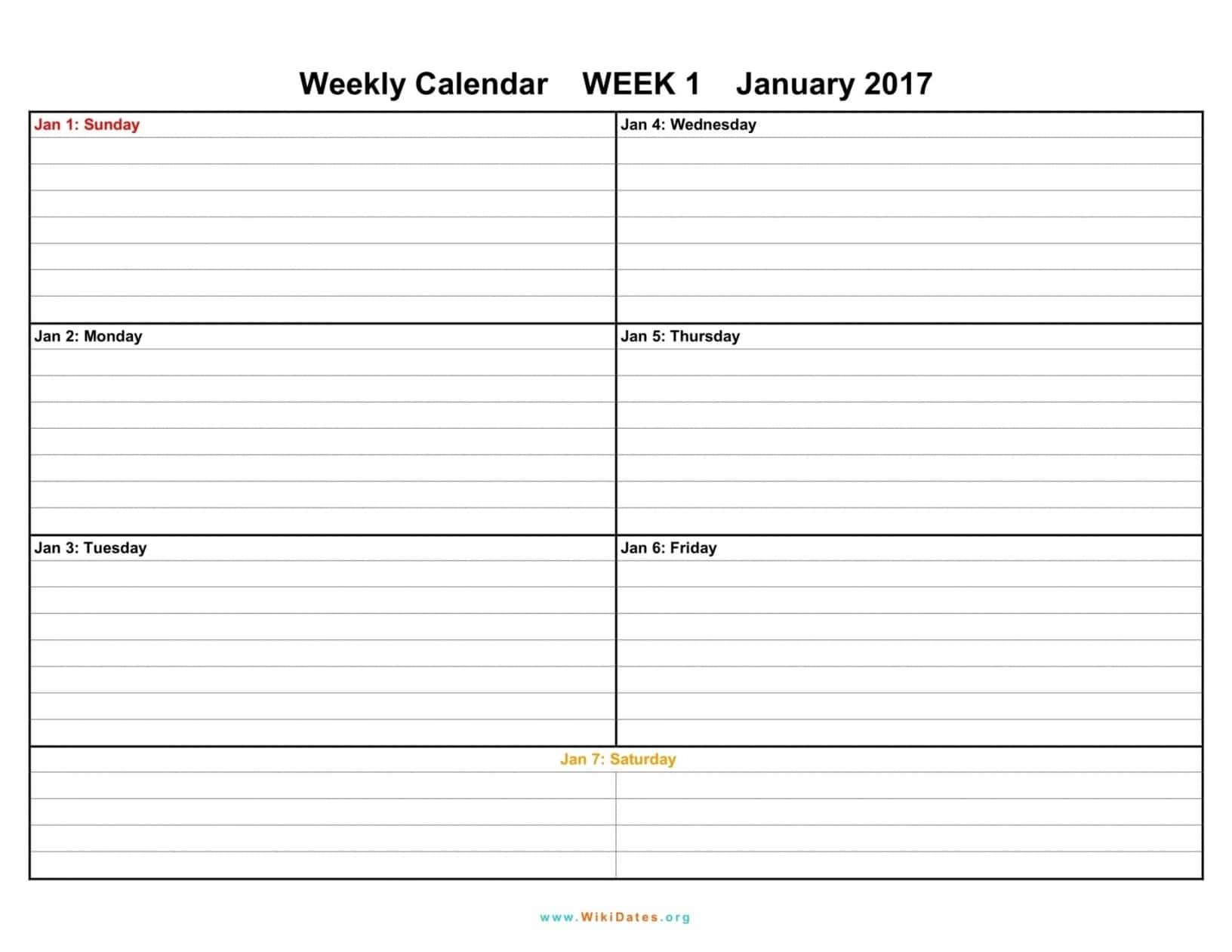 Printable Calendar Weekly
