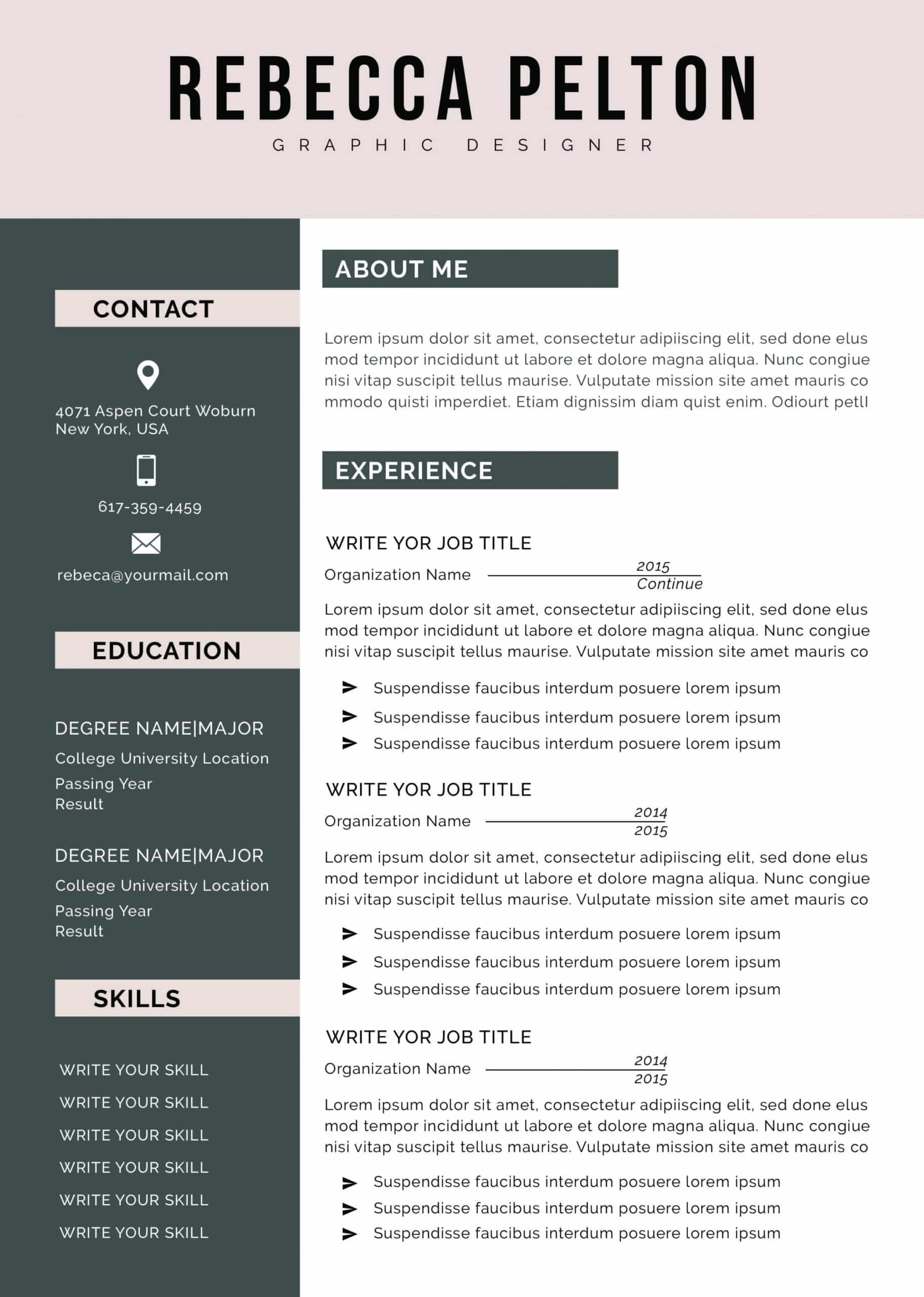 Professional Resume Template | Modern Cv Template For Word