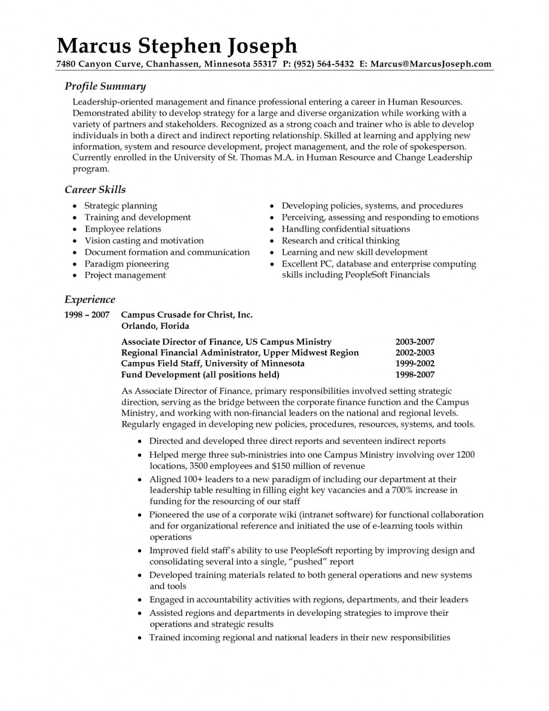 Example Of A Professional Summary On A Resume
