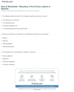 Quiz &amp; Worksheet - Resumes, Cvs &amp; Cover Letters In Spanish