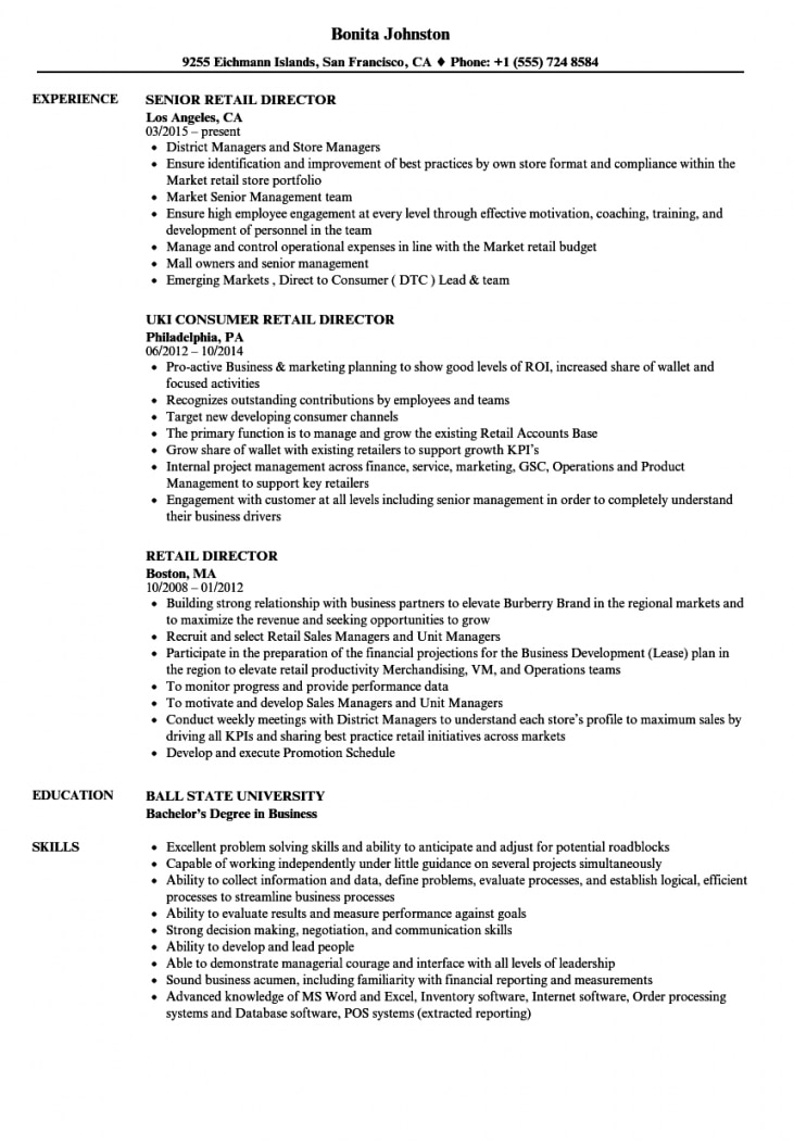 Resume Examples Retail