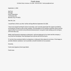 Retirement Resignation Letter Examples Free Templates How Do