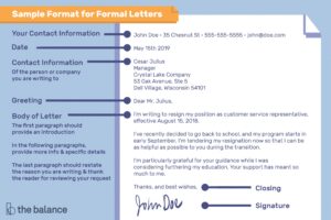 Sample Letter Format For Writing A Letter