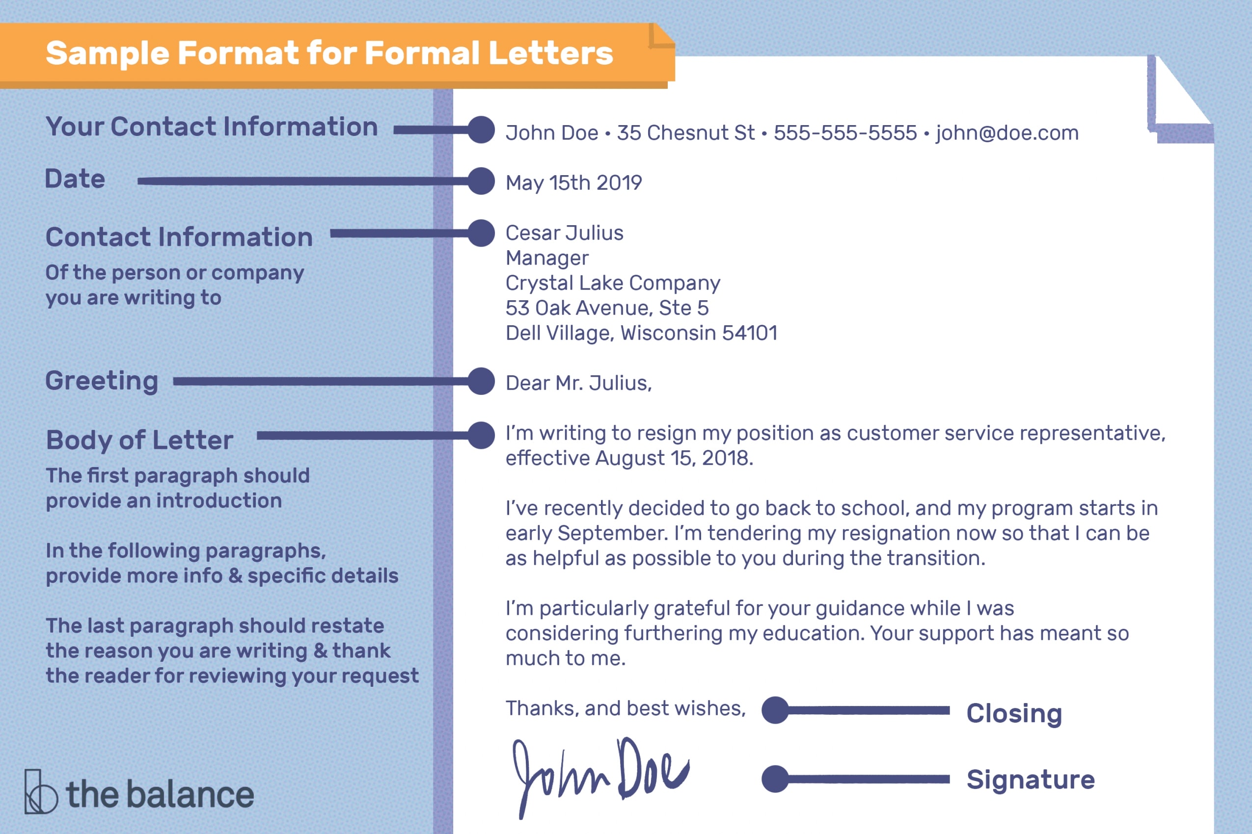 Sample Letter Format For Writing A Letter