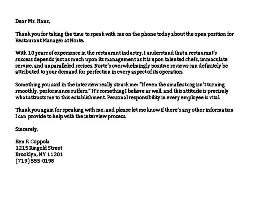 Sample Thank You Letter After Phone Interview | Phone