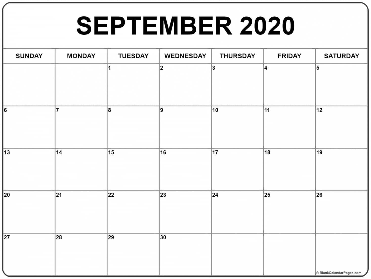 September 2020 Printable Calendar With Holidays