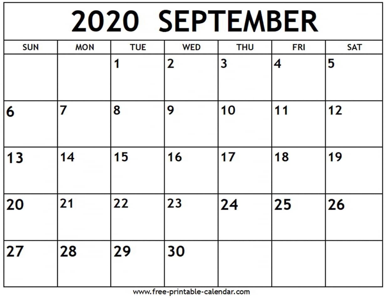 September 2020 Printable Calendar With Holidays