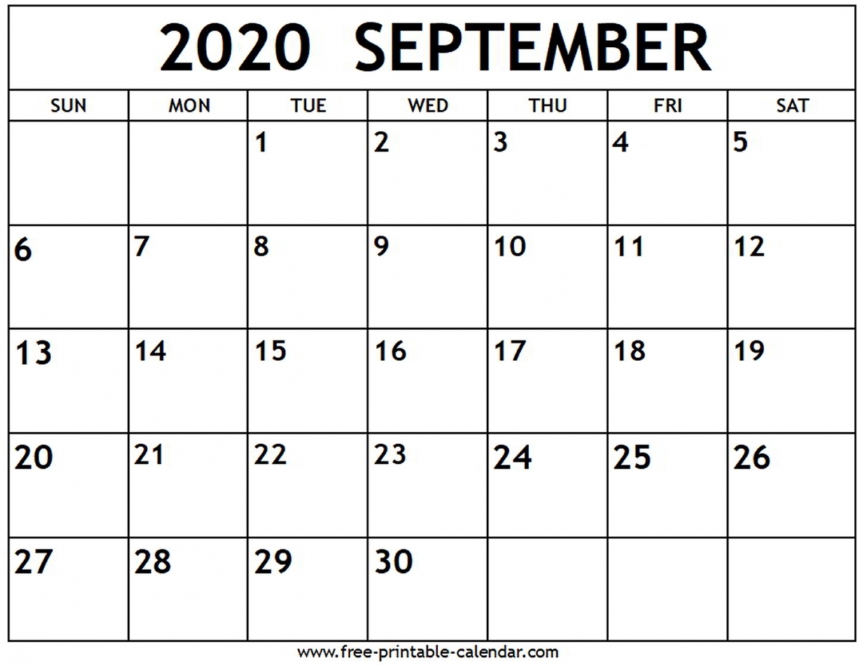Printable Calendar September 2020 Printable Calendar September 2020