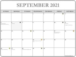 September 2021 Lunar Calendar | Moon Phase Calendar