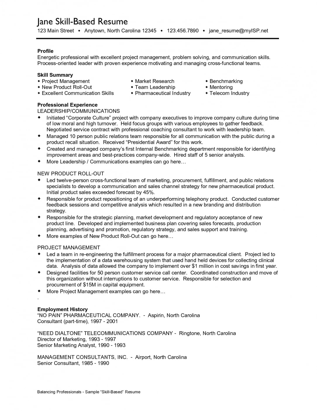 Skill Based Resume Examples | Professional Skills Sample