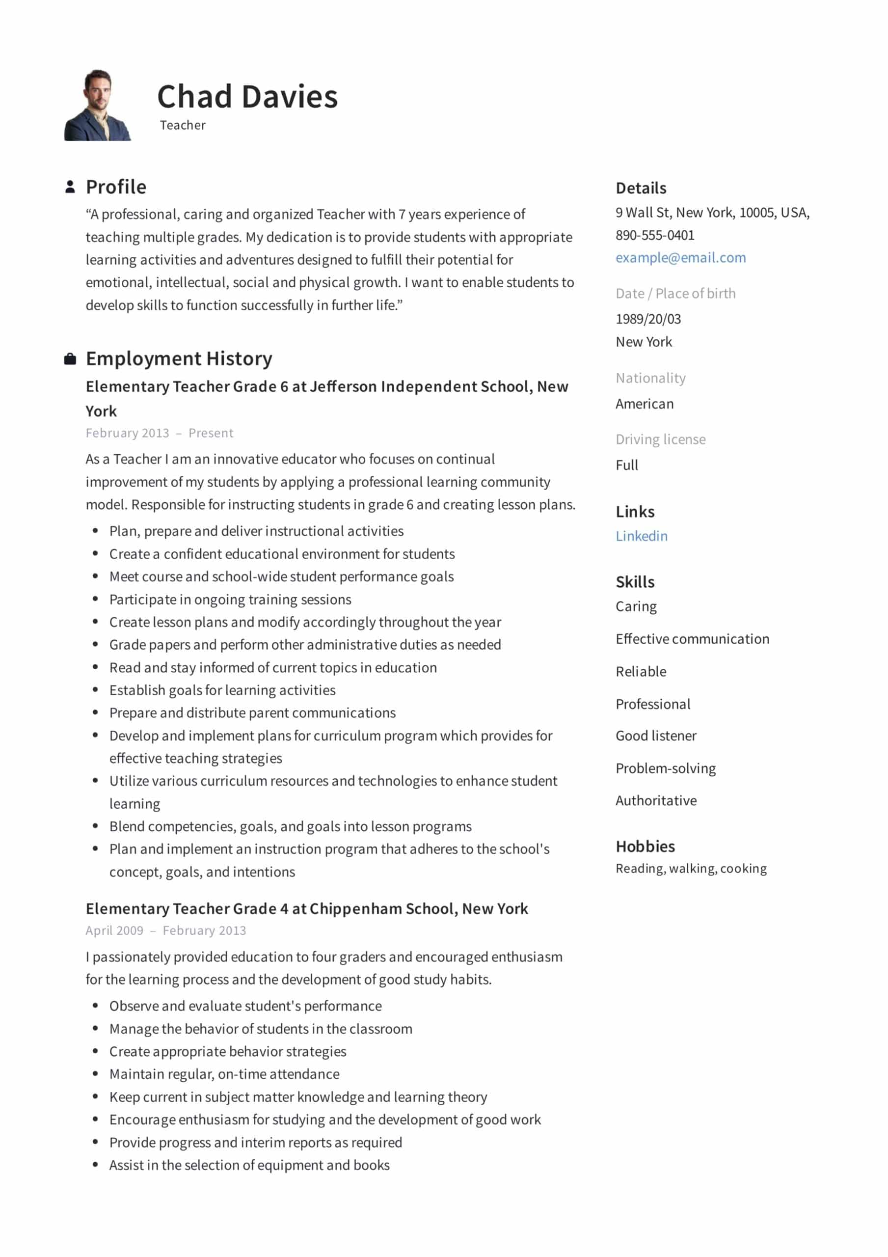 Teacher Resume &amp; Writing Guide | + 12 Samples | Pdf | 2019