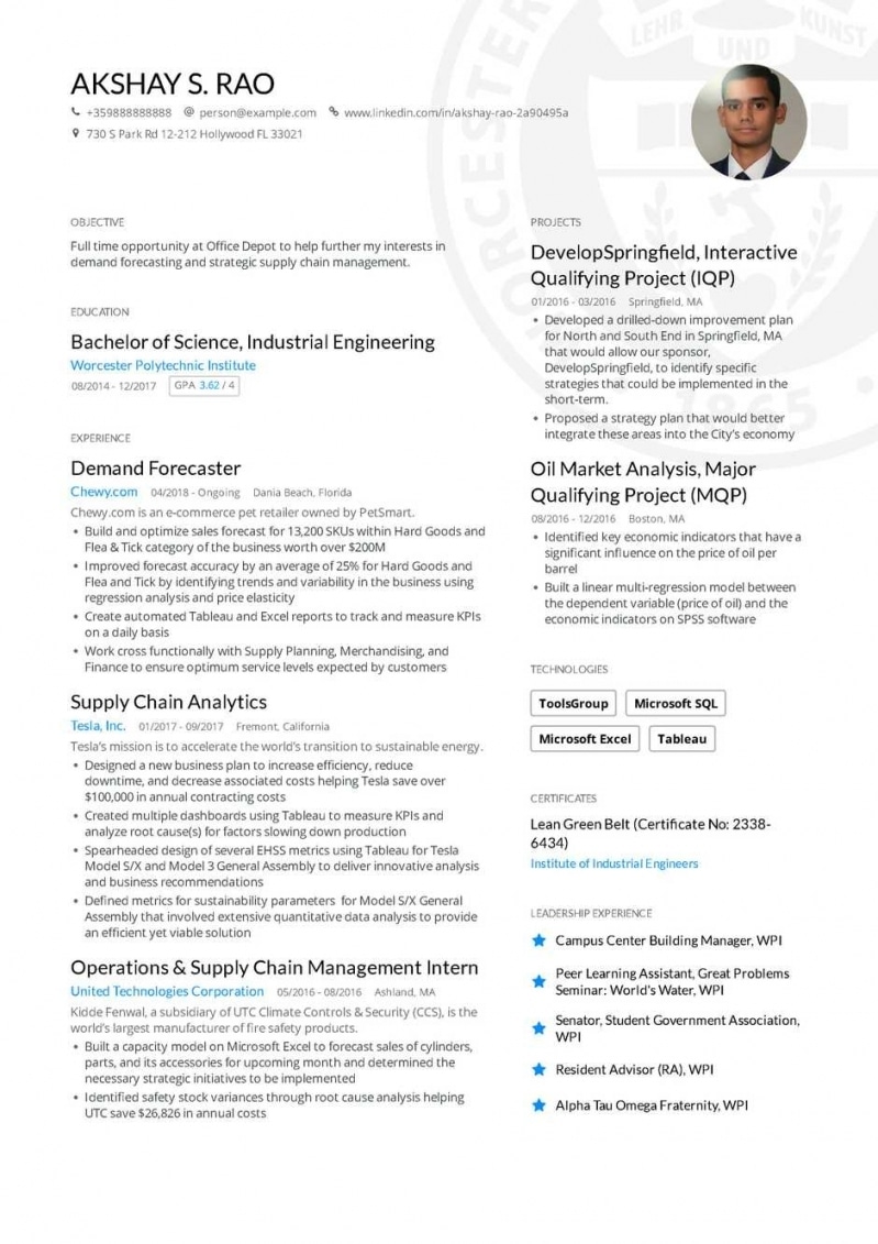 Examples Of Engineering Resumes