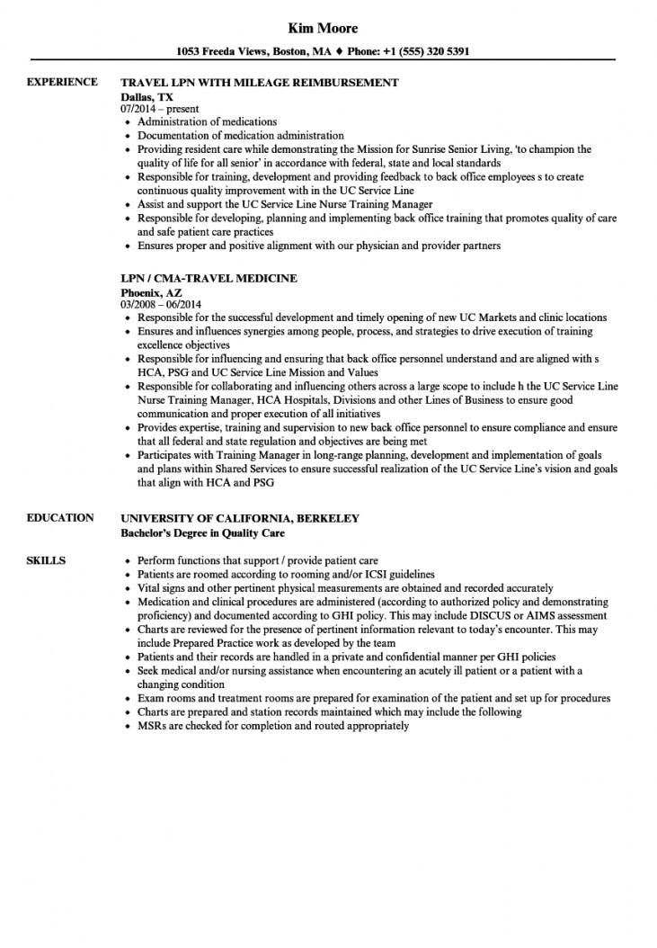 Lpn Resume Example