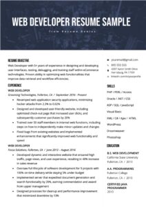 Web Developer Resume Sample &amp; Writing Tips | Rg