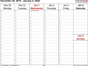 Weekly Calendars 2020 For Word - 12 Free Printable Templates