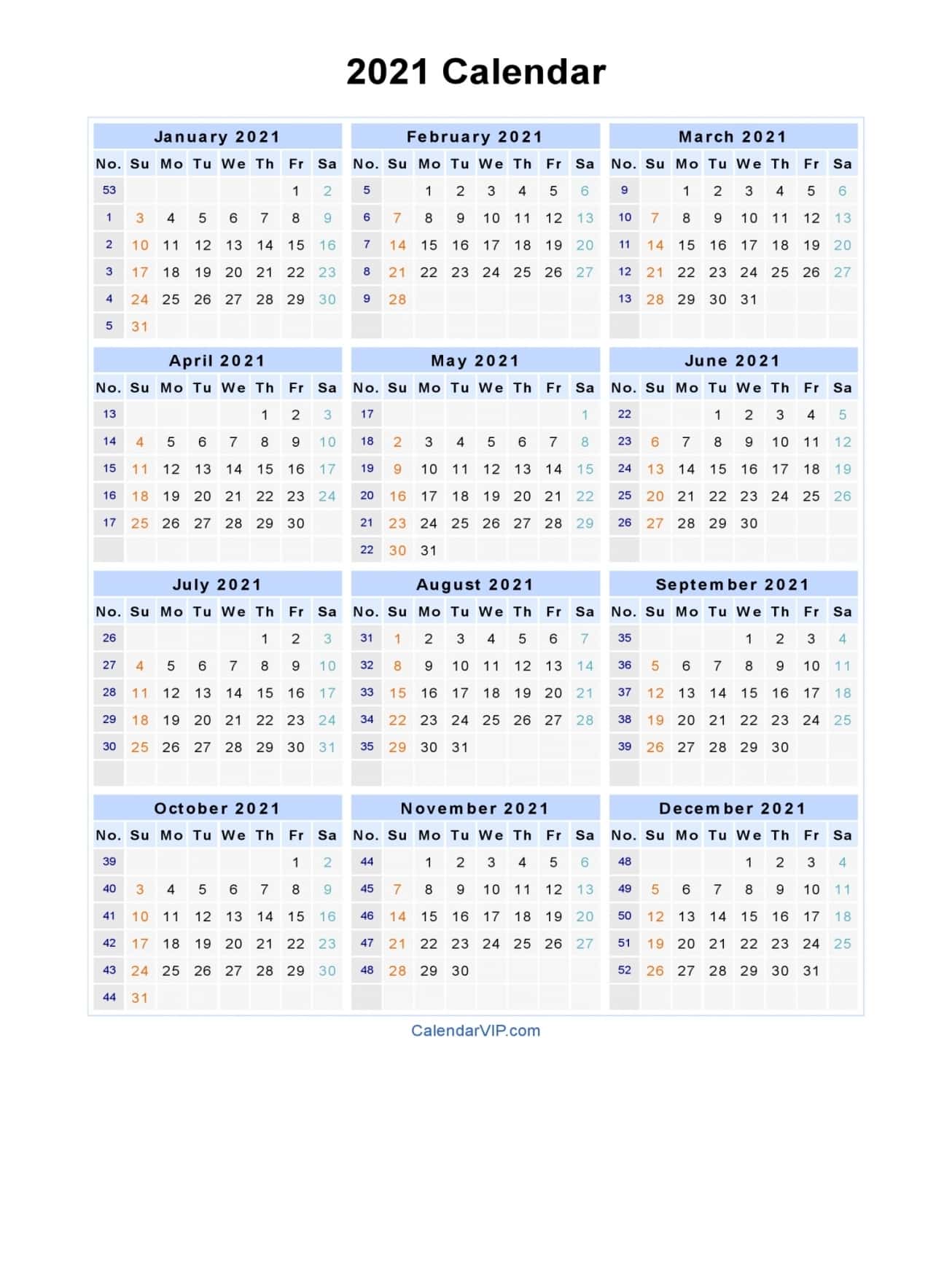 Printable Calendar 2021 Australia