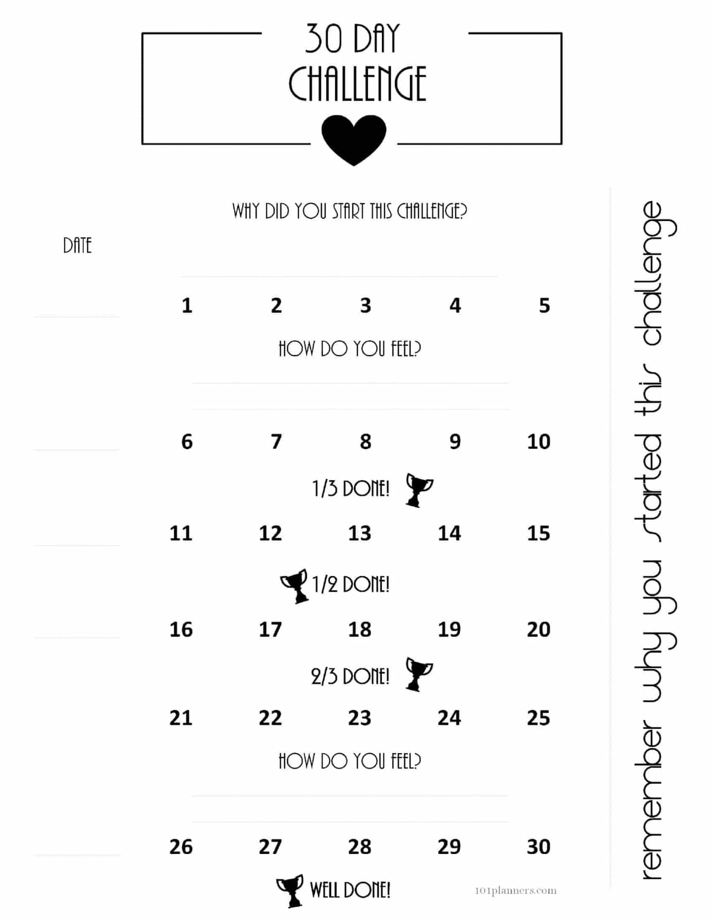 30 Day Countdown Calendar Printable