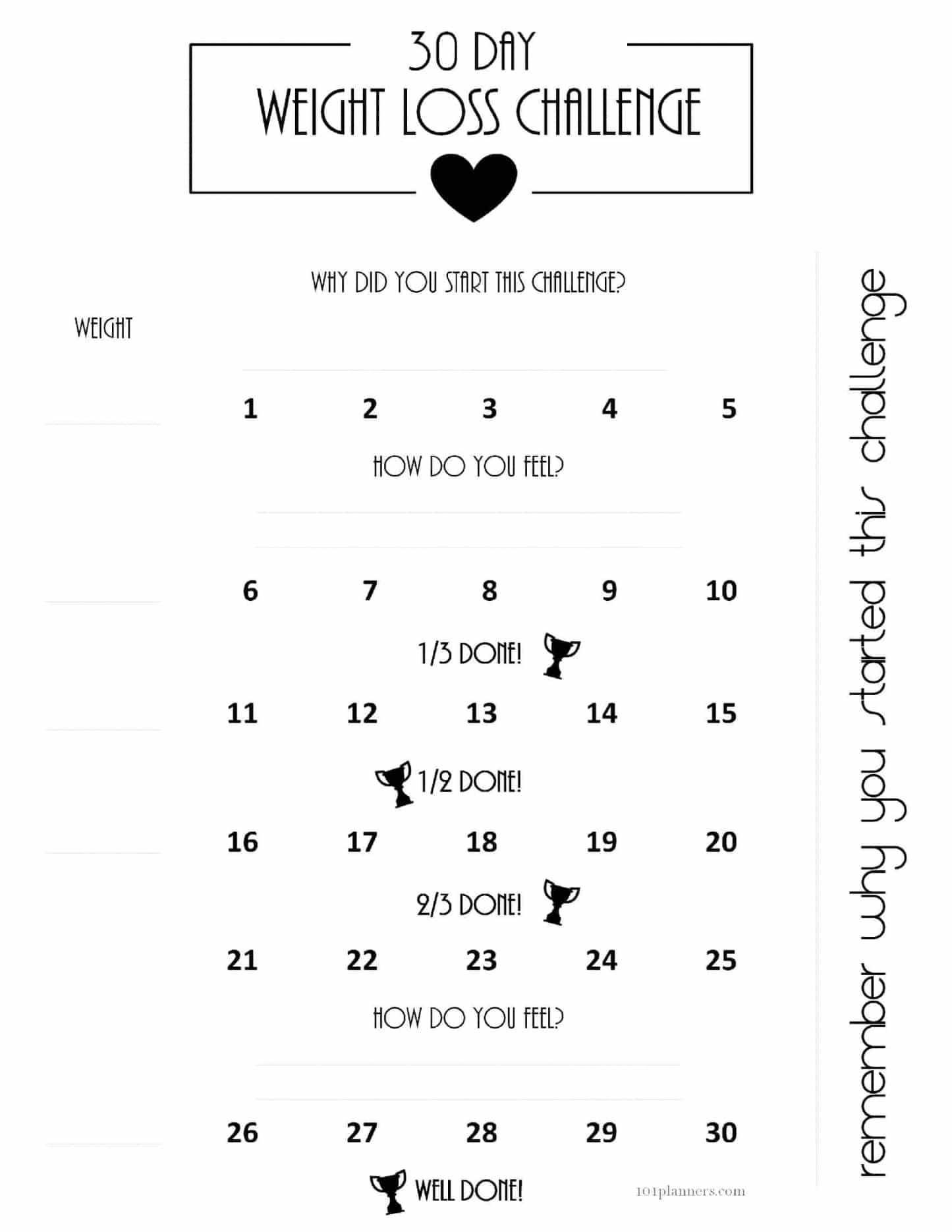 30 Day Shred Calendar Printable