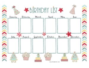 Birthday Calendar Template Free Download Birthday Calendar