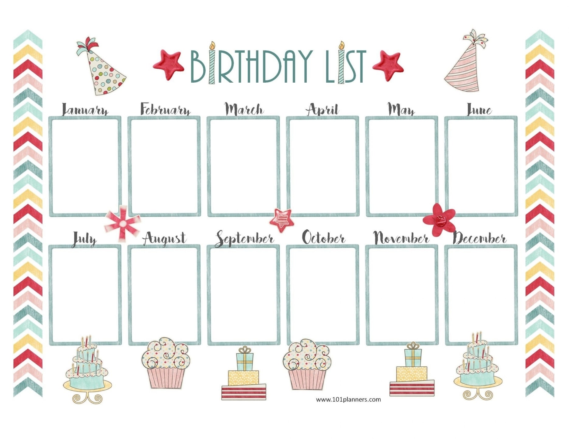 Birthday Calendar Template Free Download Birthday Calendar