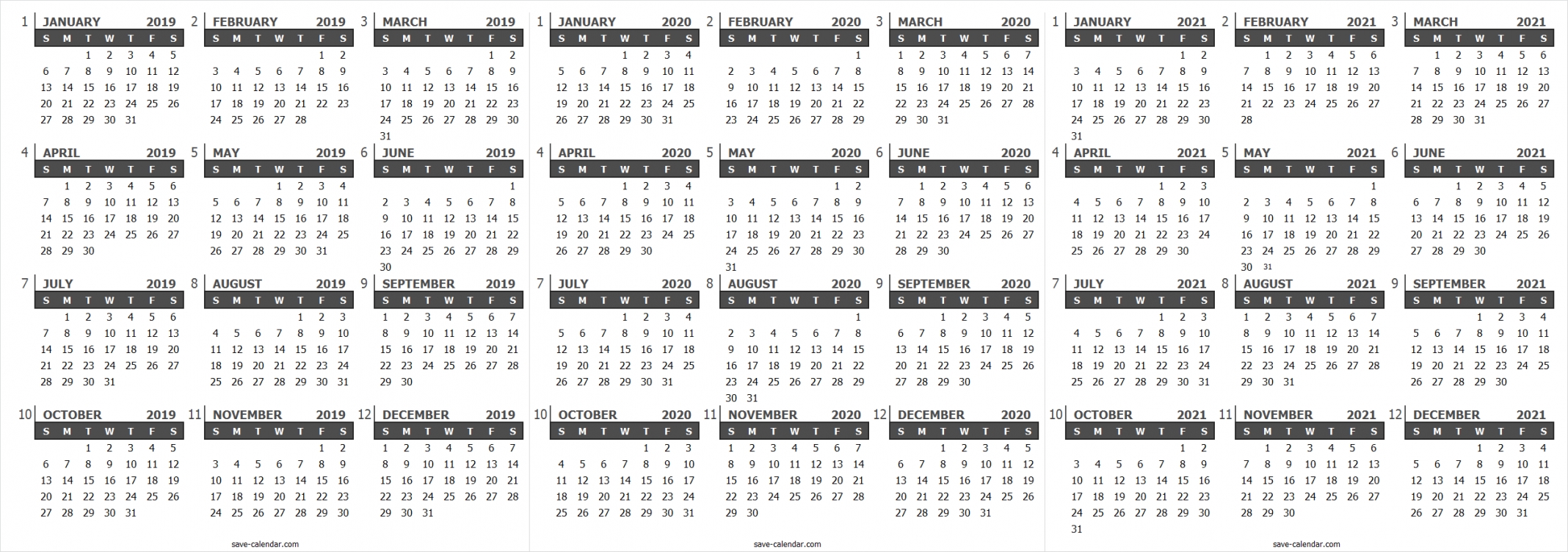 Calendar 2019 2020 2021 Uk | Templates Printable Free