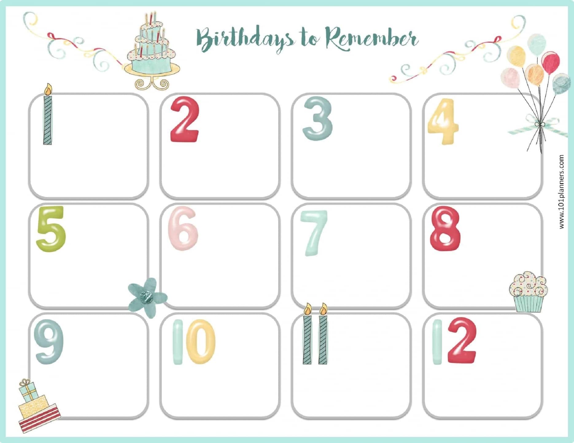 Birthday Month Calendar Template