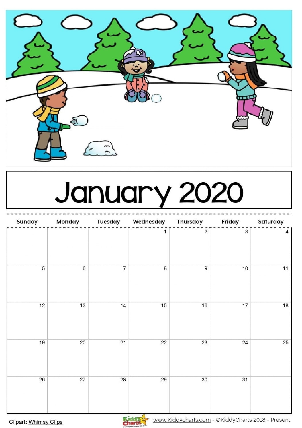 Printable Calendar For Kids 2020