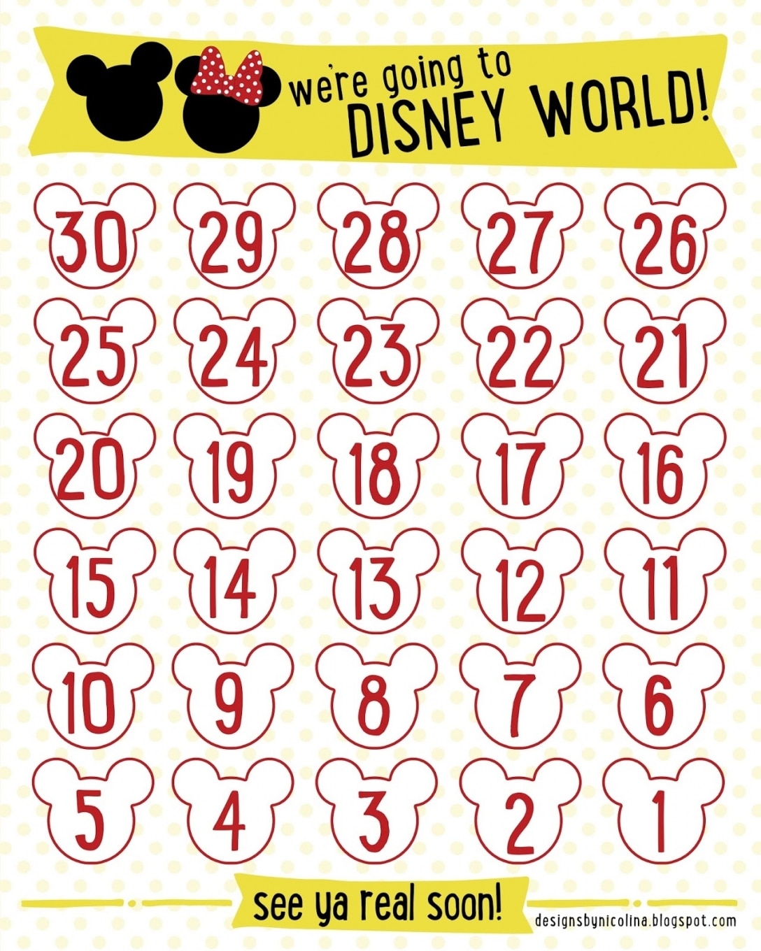 30 Day Countdown Calendar Printable