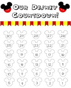 Disney World Countdown Calendar - Free Printable | Disney
