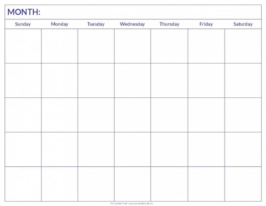 Blank Days Of The Week Calendar