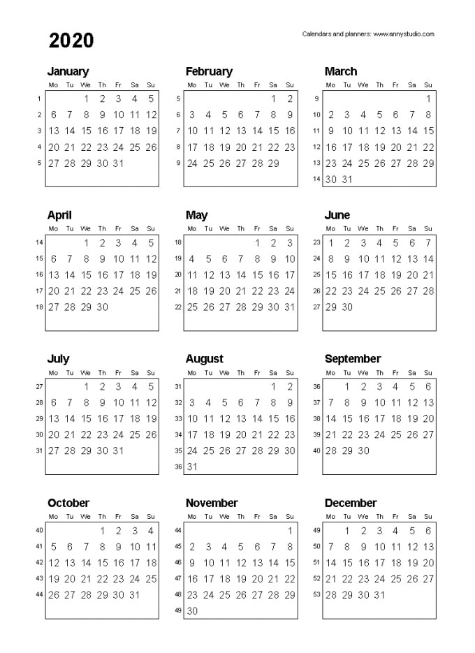 Free Printable Calendars And Planners 2020, 2021, 2022-5X7