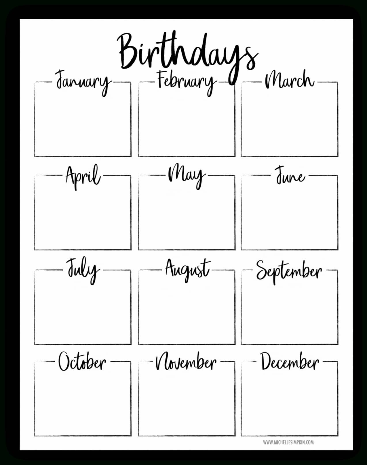 Free Printable Birthday List Template