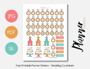Free Printable Planner Stickers - Wedding Countdown